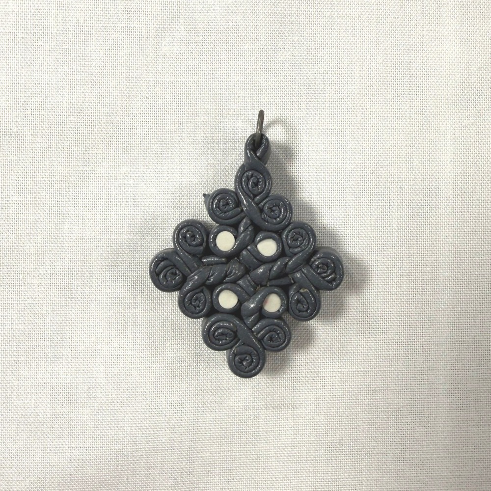 Handmade Gray Faux Leather Christian Woven Cross Pendant Necklace Charm